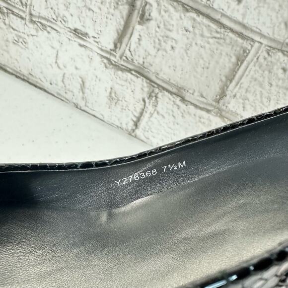 Stuart Weitzman Heels Leather Croc Snake Pattern Patent Peep Toe Pump Black 7.5 - Picture 6 of 12